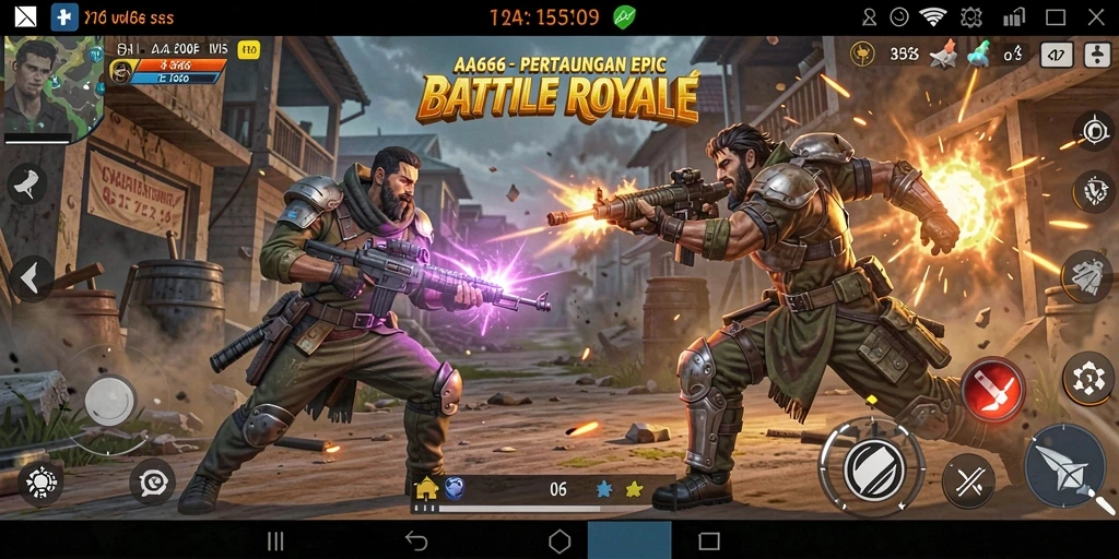 Tangkapan layar AA666 menampilkan aksi Battle Royale yang mendebarkan.