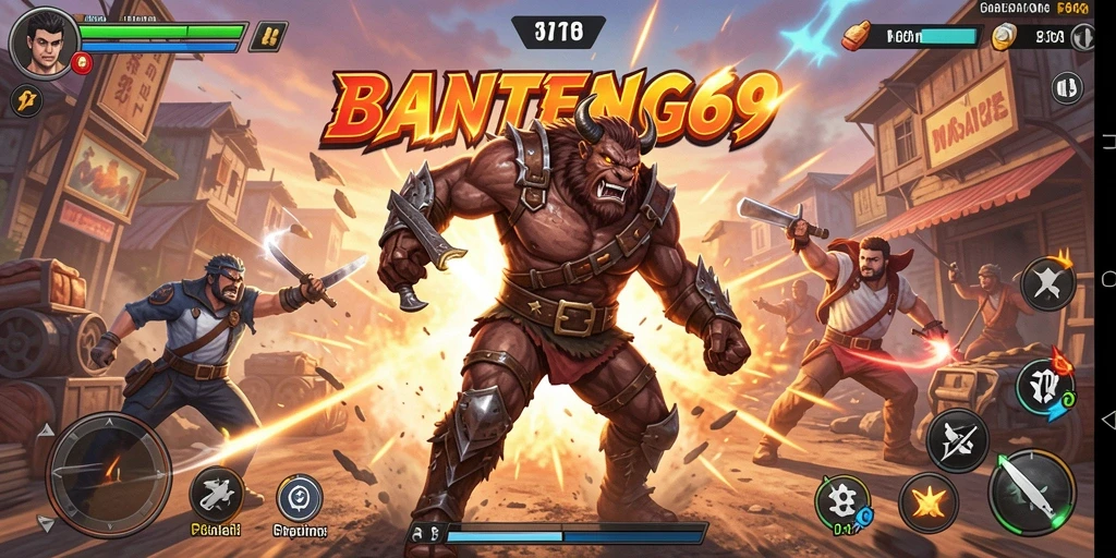 Tangkapan layar utama BANTENG69 menunjukkan aksi seru di dalam permainan Arcade.