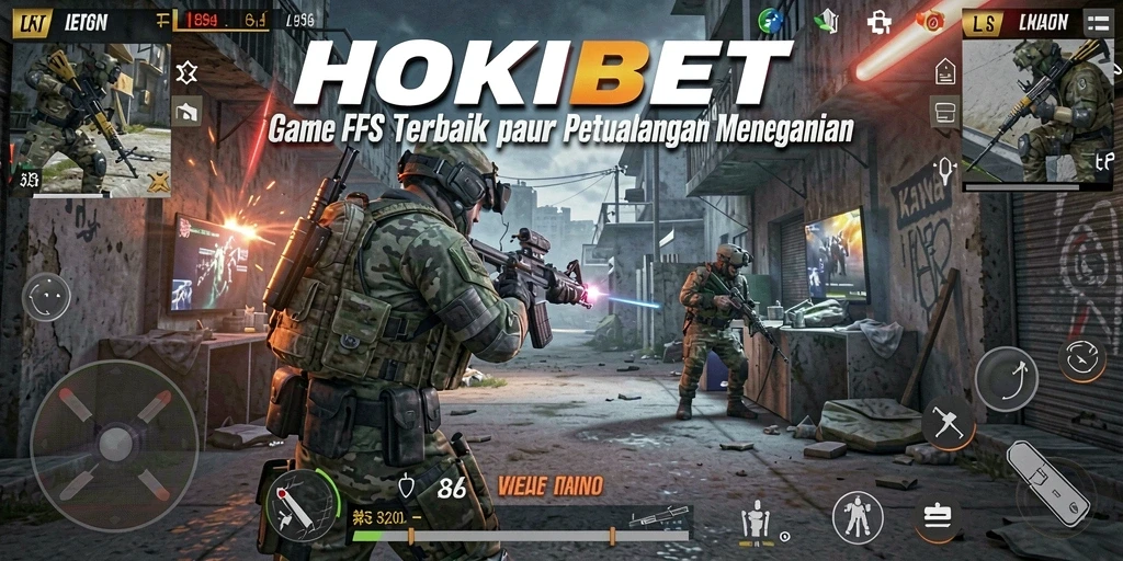 Tampilan gameplay intens dari HOKIBET dalam pertempuran FPS.