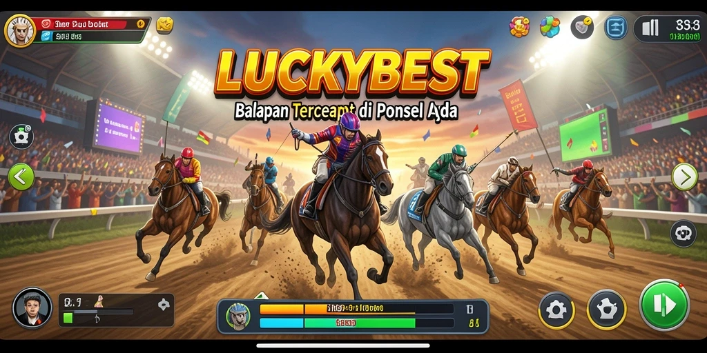 Tangkapan layar LUCKYBEST menunjukkan aksi balapan yang intens dan mendebarkan.
